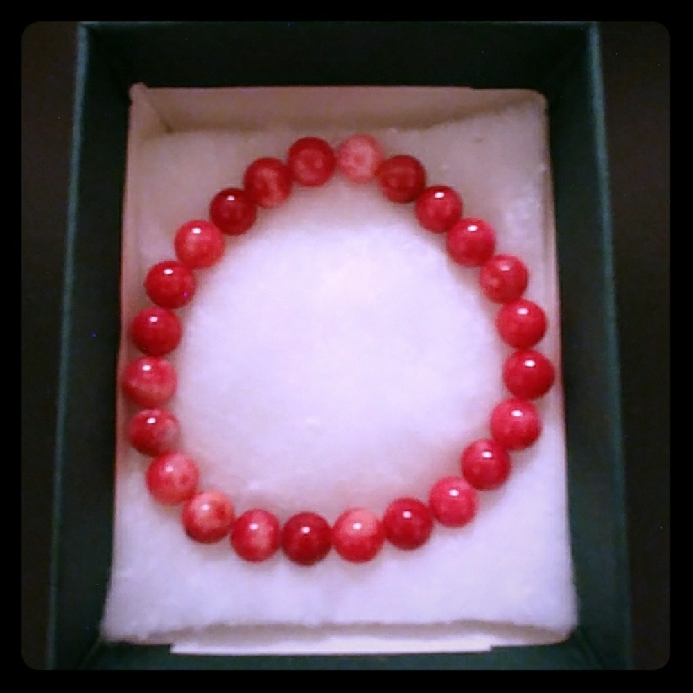 Red & Pink Jade Stone Bracelet